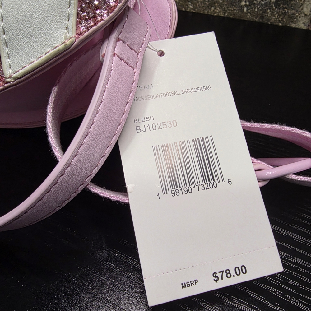 Betsey Johnson Pink Glitter Football Crossbody Bag - Picture 6 of 6